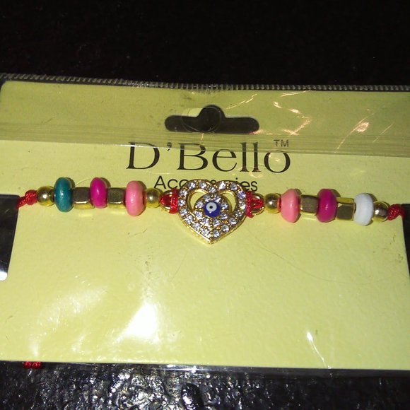 Bracelet heart D'Bello Accessories - ❤️💜❤️💜💜 evil repellant red cord - Picture 1 of 5